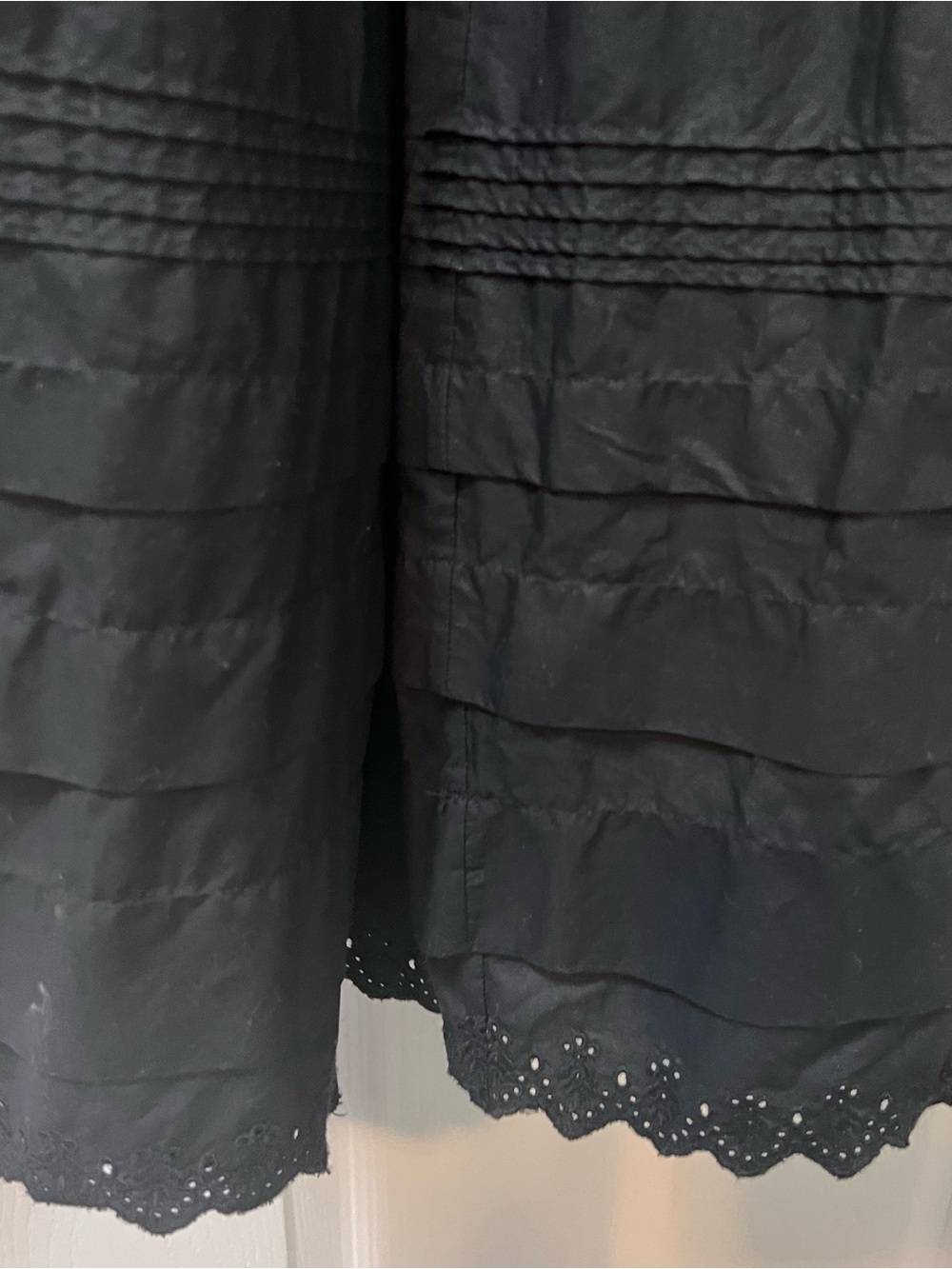 Doen Sebastiane Embroidered Pintuck Eyelet Black Midi Skirt Boho Cottagecore L - Picture 4 of 11